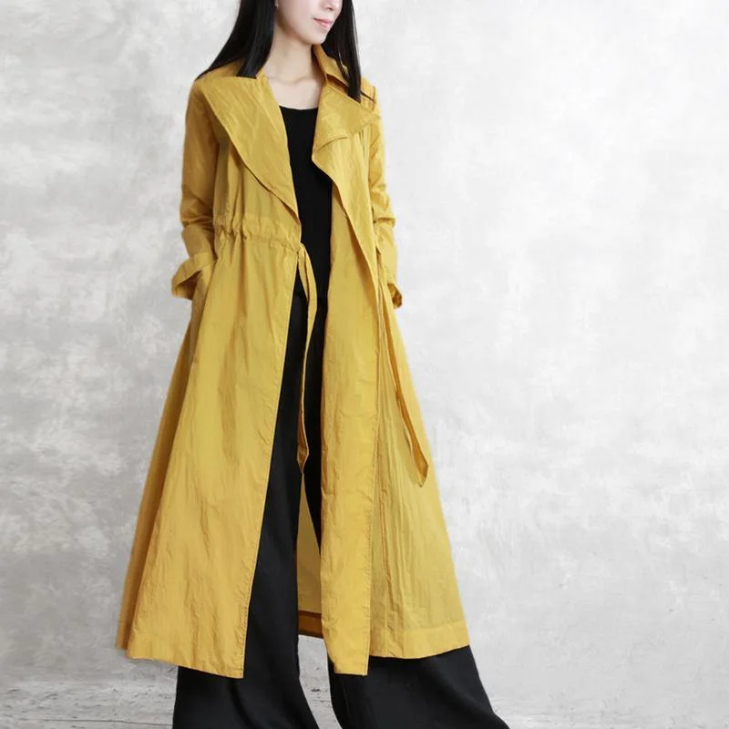 Art tie waist cotton outfit Pakistani Cotton yellow maxi coats spring