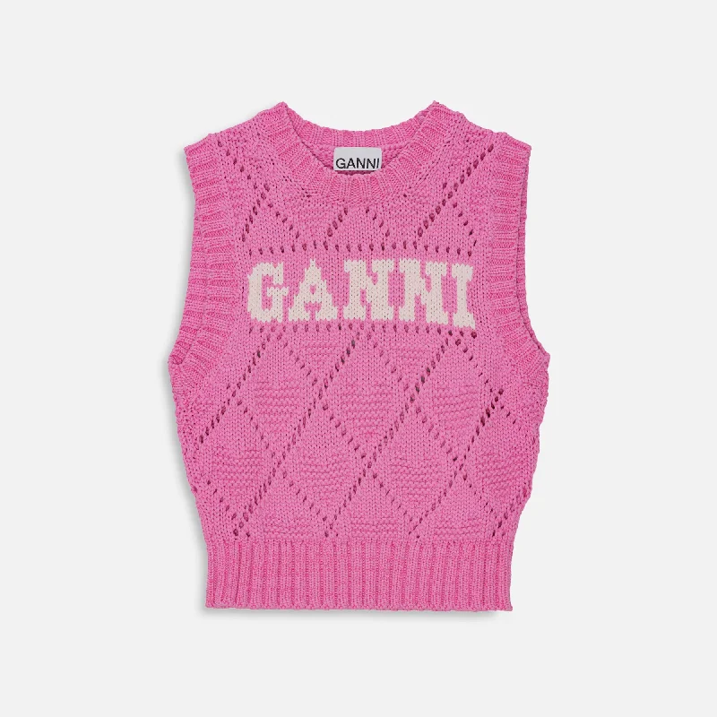 Ganni Cotton Rope Short Vest - Rose Violet