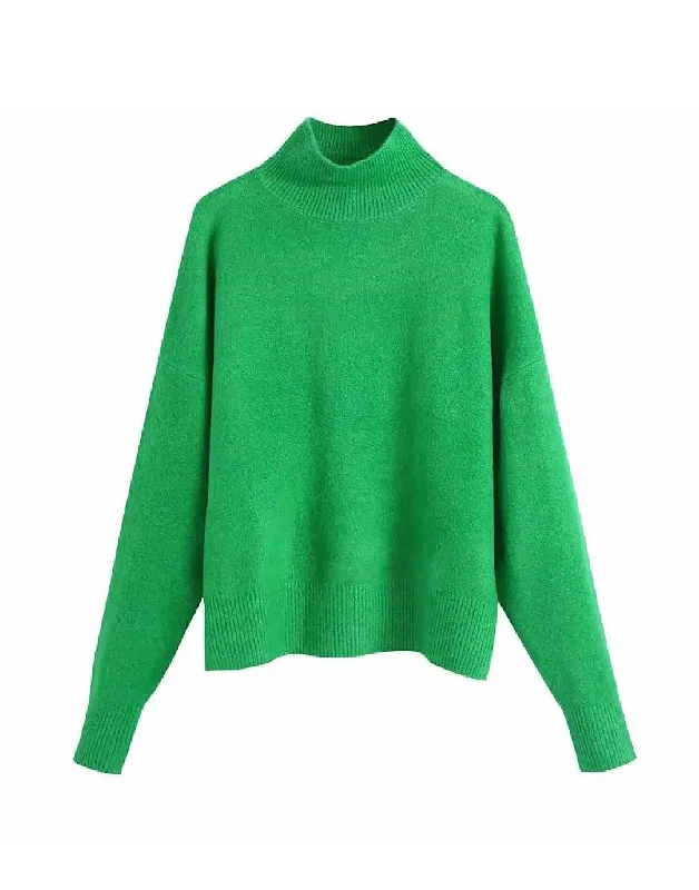 Soft Loose Knitted Turtleneck Pullover