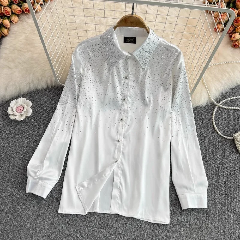 diamond fashion shirt women's fashionable and chic long-sleeved top       S3995