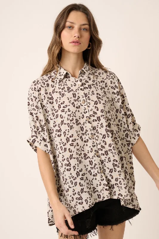 Blouse | Animal Print Dolman Sleeve