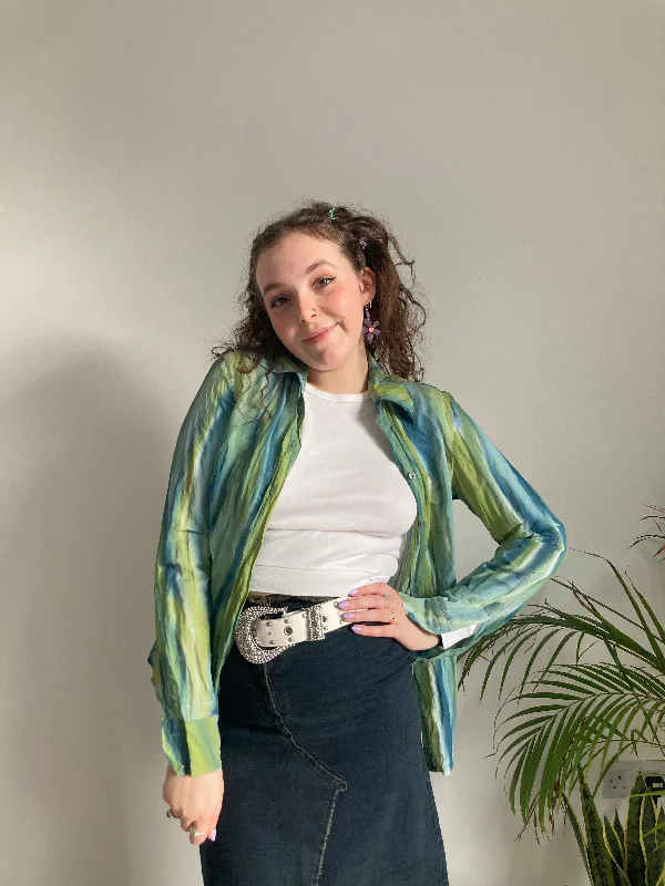 Green Y2K Crinkle Blouse