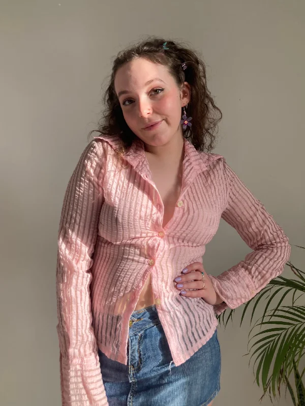 Pink Striped Y2K Blouse