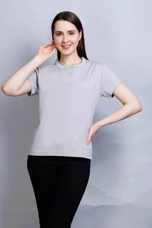 Cotton Casual T-shirts For Summers- Mid Grey (Available  In Plus Sizes)