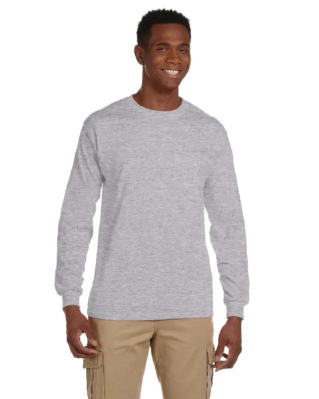 Gildan Ultra Cotton Long Sleeve Pocket T-Shirt | Sport Grey