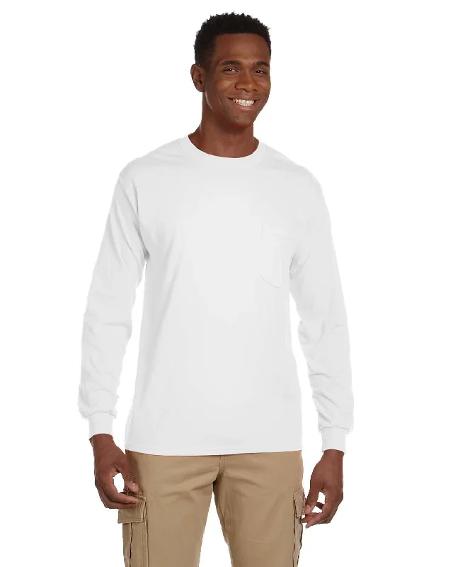 Gildan Ultra Cotton Long Sleeve Pocket T-Shirt | White