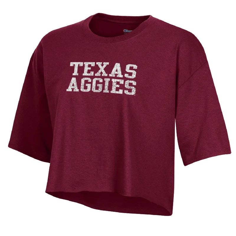 Texas A&M Women's Boyfriend Crop Tee - Maroon  ***