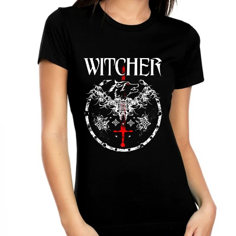 Witcher Shirt Toss A Coin Wolf Witchers Graphic T-Shirt - Womens Funny Humor Graphic Tees