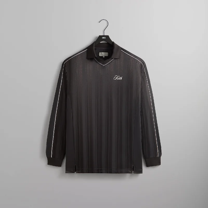 Kith Pinstripe Tricot Panelled Tap In Polo - Black Oyster