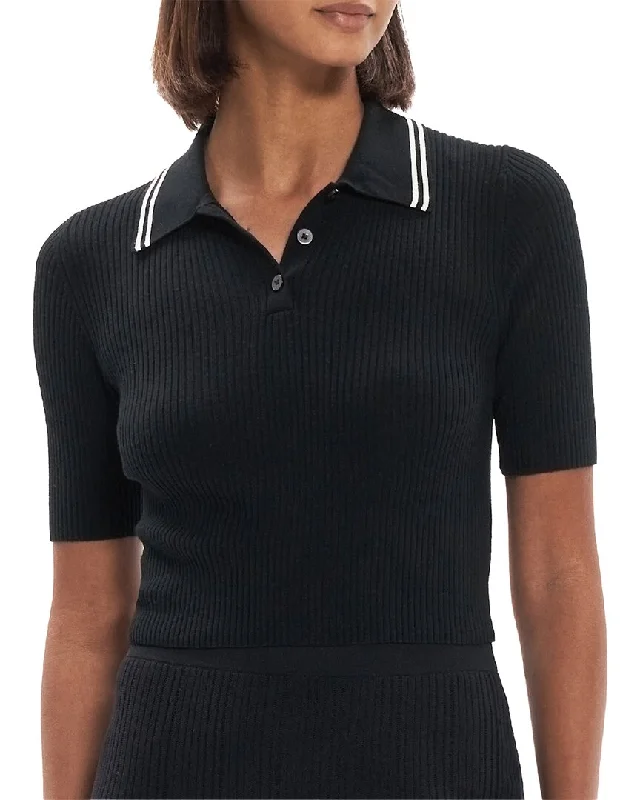 Theory Tipped Rib Wool Polo Shirt