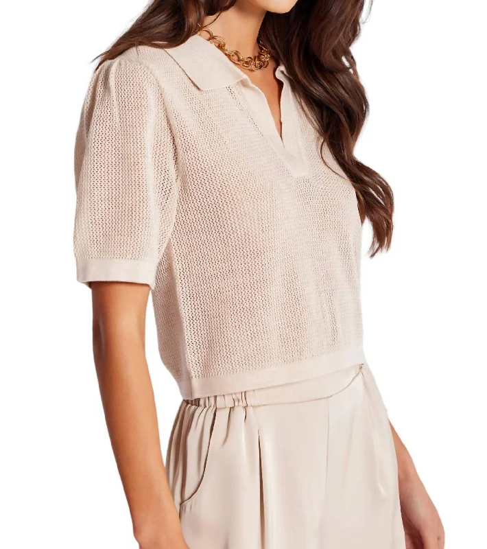 Willa Polo Knit Top In Natural