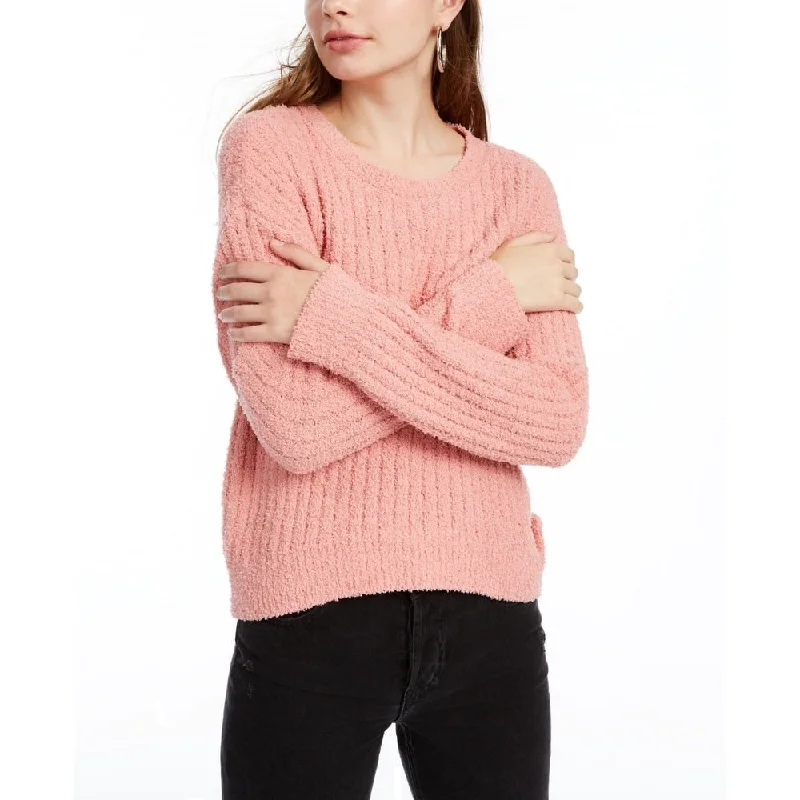 Crave Fame Junior's Ribbed Cropped Sweater Pink Size X-Large