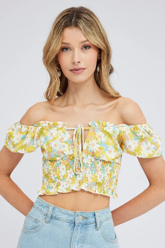 Print Crop Top Short Sleeve