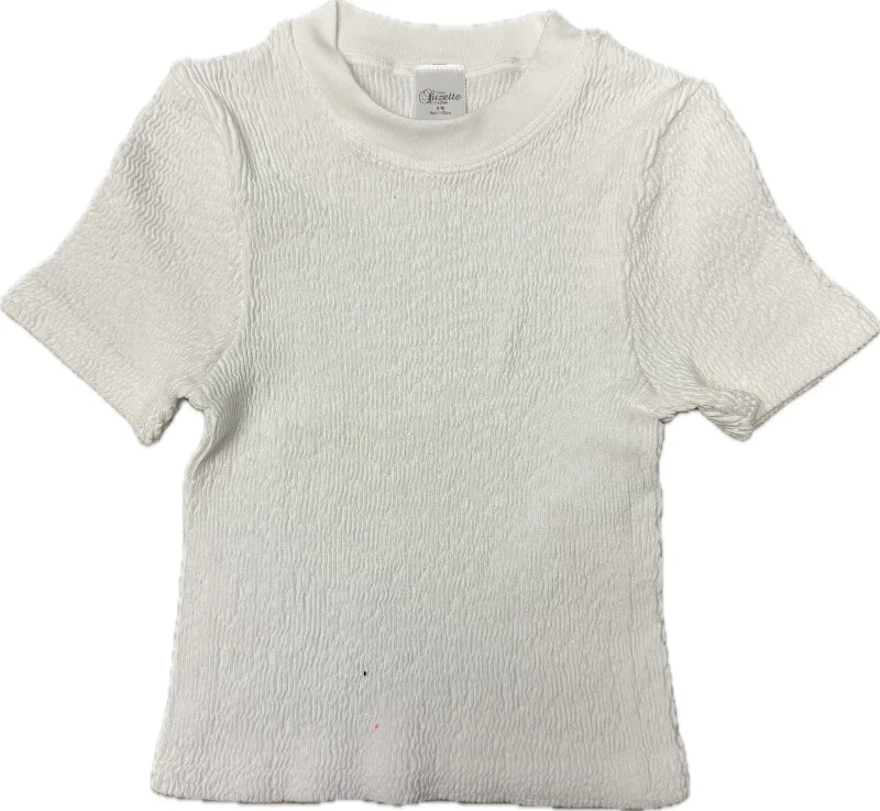 White Smocking Short Sleeve Top