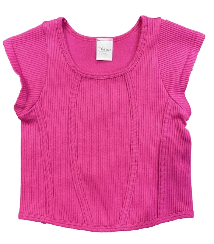 Seamless Rib Cap Sleeve Top Muted Fuschia