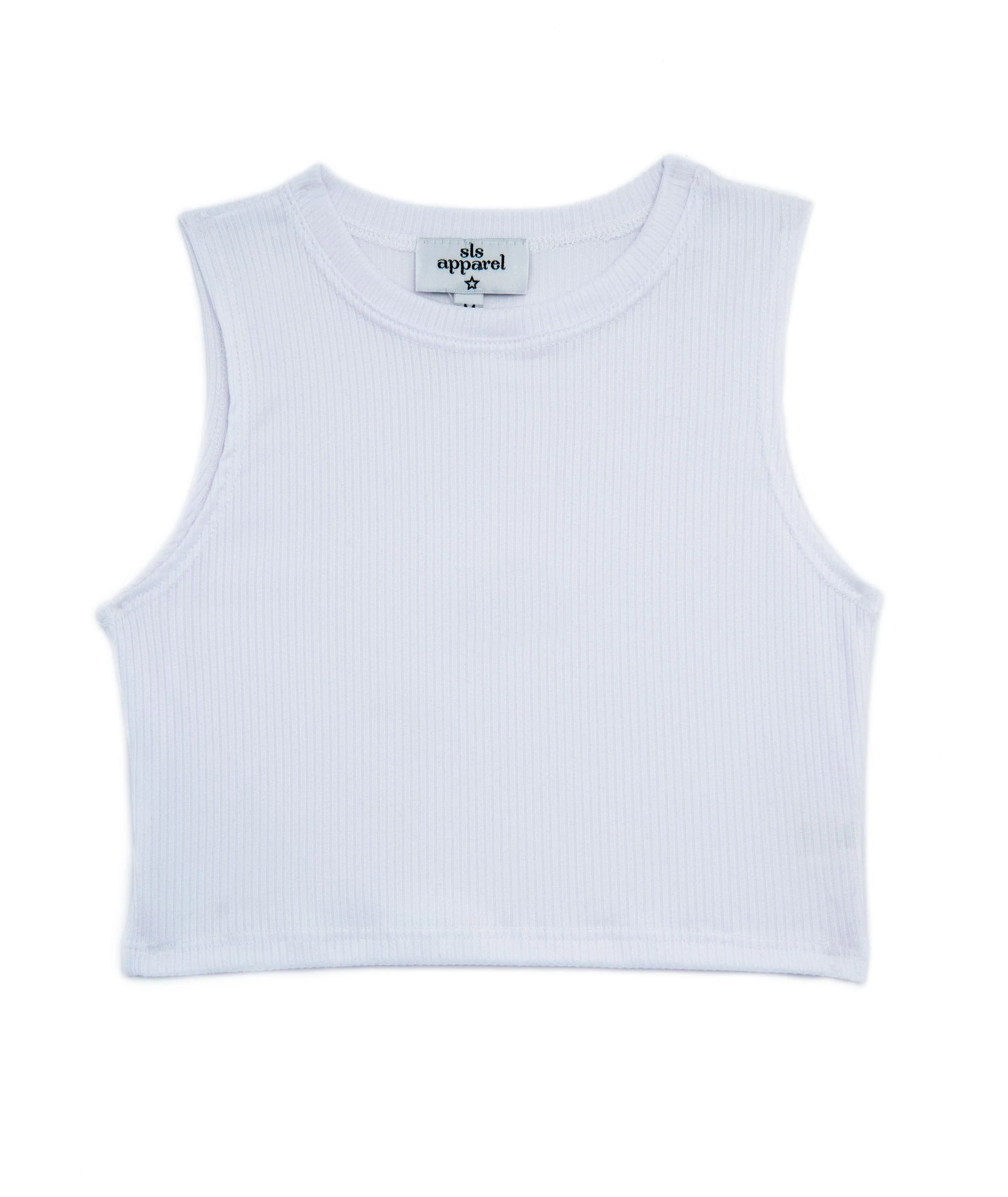 SLS White Sleeveless Crop Tank Top