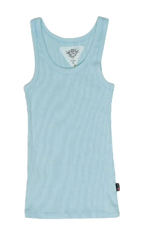 Cotton Blue Ribbed Tank