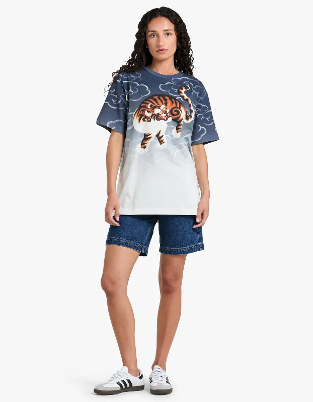 Cloud Tiger Oversized T-Shirt - Blue