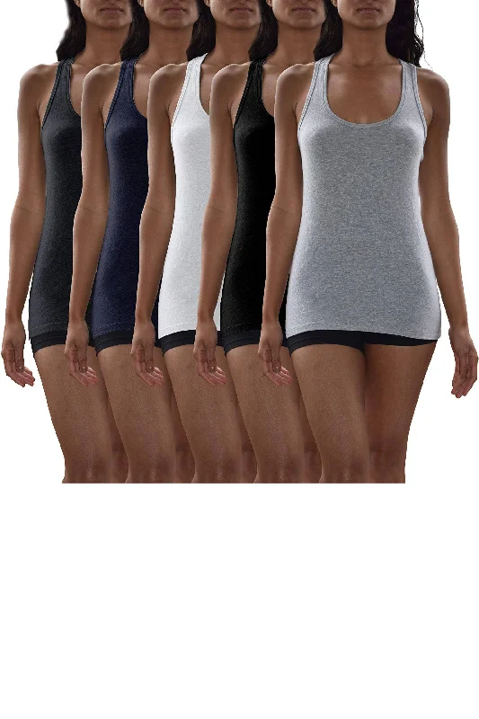 5 Pack Women's Sport Cotton-Spandex Tank Top