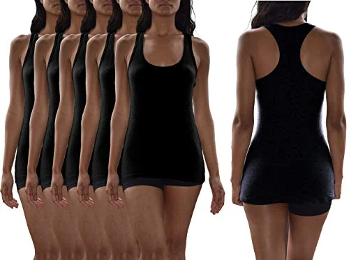 5 Pack Women's Racerback Cotton-Spandex Tank Top