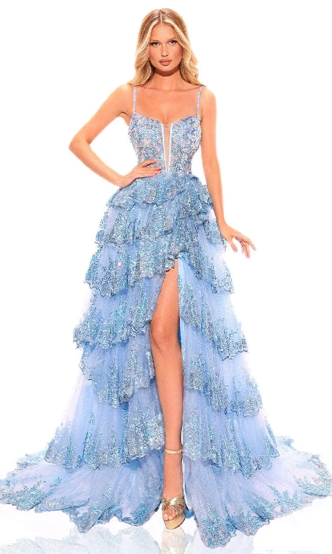 Amarra 88745 - Scallop Tiered Prom Dress with Slit