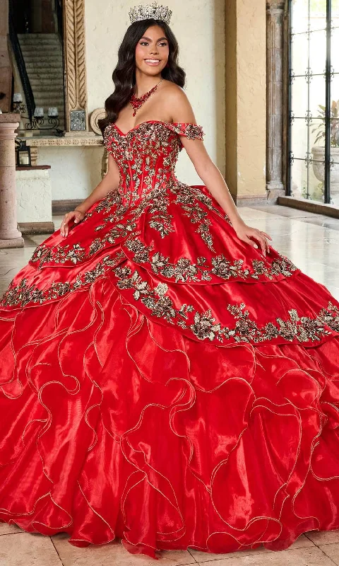 Rachel Allan RQ5001 - Embellished With Gold Applique Ballgown